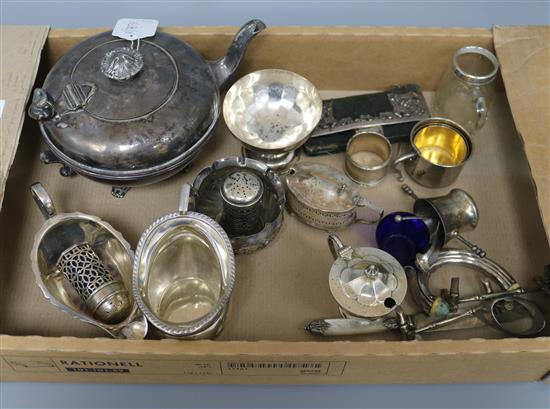 A quantity of mixed silver and plated wares